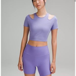 Lululemon Shoulder Cut-out Yoga Top Size 8 in Dark Lavender. NWT